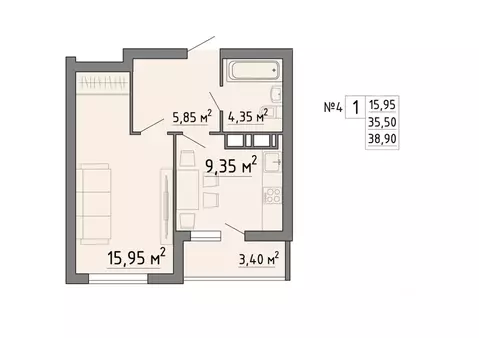 1-к кв. Липецкая область, Липецк Агрономическая ул. (38.9 м)