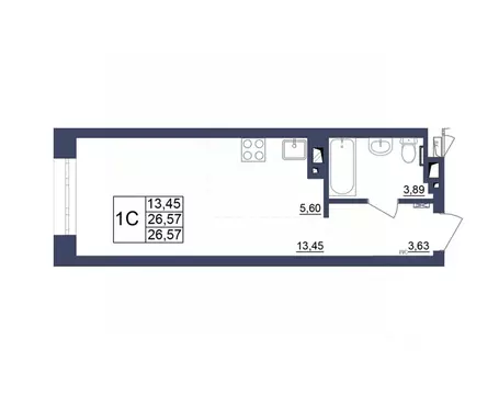 Студия Башкортостан, Уфа Космос жилой комплекс, лит1 (26.66 м)