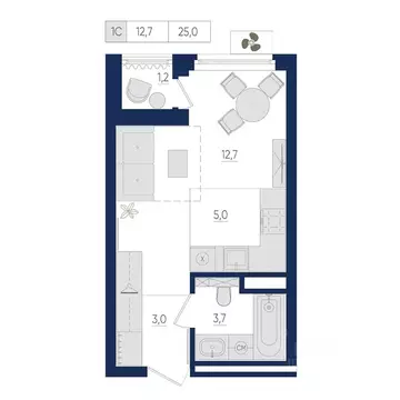 1-к кв. Башкортостан, Уфа ул. Евгения Столярова, 13 (25.0 м)