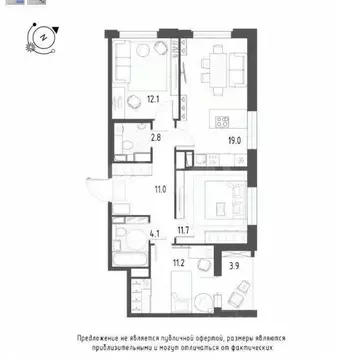 3-к кв. Омская область, Омск Волгоградская ул., 51/1 (71.9 м)