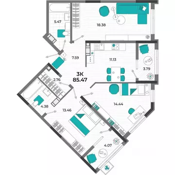 3-к кв. Крым, Евпатория  (85.47 м)