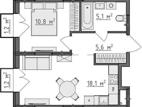 1-к кв. Владимирская область, Владимир Сновицы-Веризино мкр,  (40.32 ...