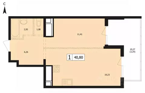 1-к кв. Краснодарский край, Краснодар ул. Автолюбителей, 1Длит4 (40.8 ...