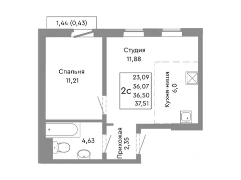 2-к кв. Челябинская область, Челябинск Никс Лайн на Ярославской жилой ...