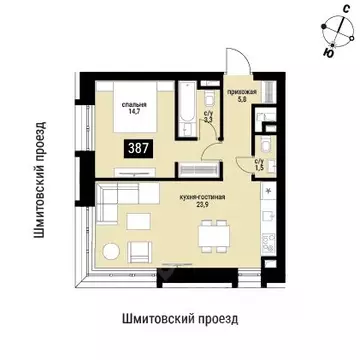 1-к кв. Москва Шелепиха жилой комплекс (51.2 м)