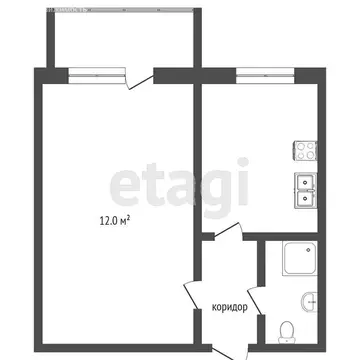 1-комнатная квартира: Тобольск, 9-й микрорайон, 22 (28.9 м)