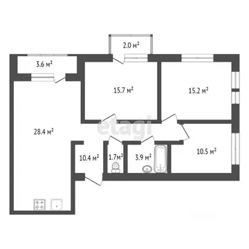 3-к кв. Тюменская область, Тюмень Полевая ул., 117к6 (89.0 м)