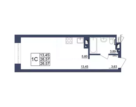 Студия Башкортостан, Уфа Космос жилой комплекс, лит1 (26.57 м)