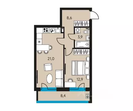 2-к кв. Пермский край, Пермь ул. Пушкина, 91 (50.6 м)
