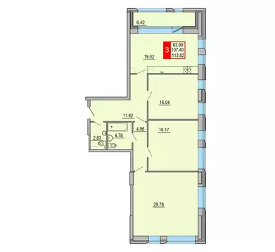 3-к кв. Тверская область, Тверь Петербургское ш., 3к1 (113.82 м)
