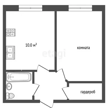 Квартира, 1 комната, 36.1 м