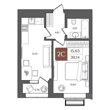 2-к кв. Башкортостан, Уфа Глумилино жилрайон, Холмогоры жилой комплекс ...