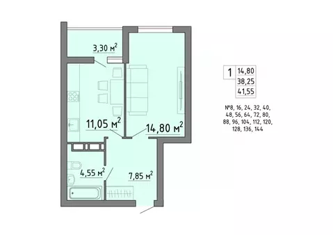 1-к кв. Липецкая область, Липецк Агрономическая ул. (41.55 м)
