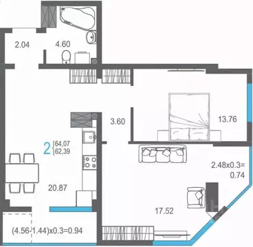 2-к кв. Крым, Ялта ул. Кирова, 155Ак2 (64.07 м)