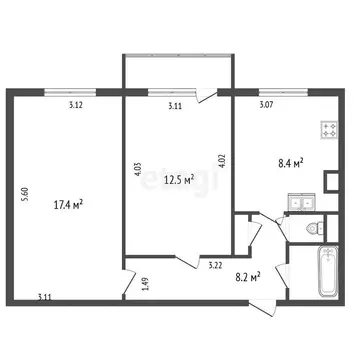 2-комнатная квартира: Санкт-Петербург, проспект Большевиков, 30к4 ...
