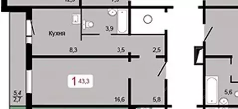 1-к кв. Красноярский край, Красноярск ул. Елены Стасовой, 50А (43.0 м)
