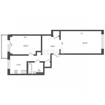 2-к кв. Архангельская область, Архангельск ул. Самойло, 10 (45.8 м)