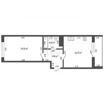 1-к кв. Чувашия, Чебоксары ул. Филиппа Лукина, 4 (46.3 м)