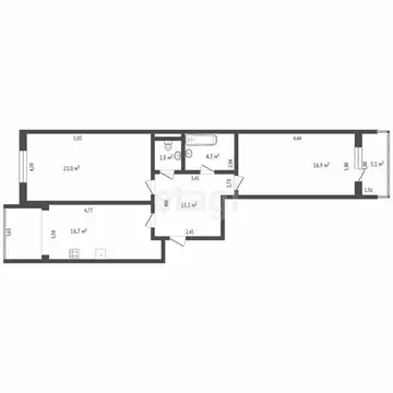 2-комнатная квартира: Евпатория, проспект Победы, 50 (74 м)