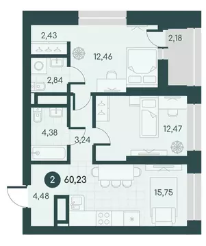 2-к кв. Курганская область, Курган Малиновые высоты жилой комплекс ...
