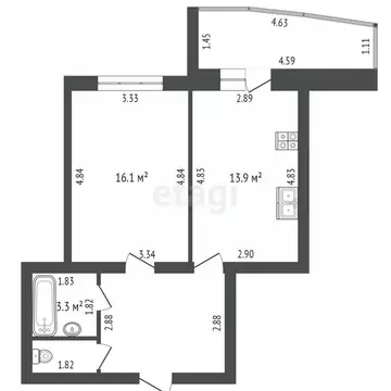 1-к кв. Мордовия, Саранск ул. Короленко, 12 (46.0 м)