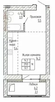 1-к кв. Алтайский край, Новоалтайск ул. Титова, 6 (32.1 м)