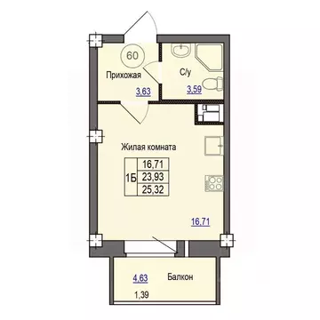 1-к кв. Псковская область, Псковский район, Завеличенская волость, д. ...