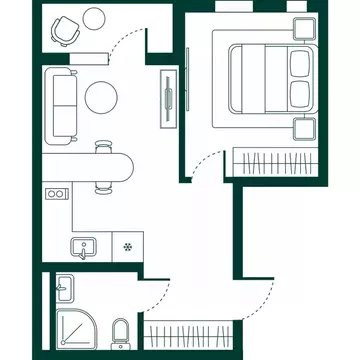 1-к кв. Дагестан, Дербент Новая История жилой комплекс (38.7 м)