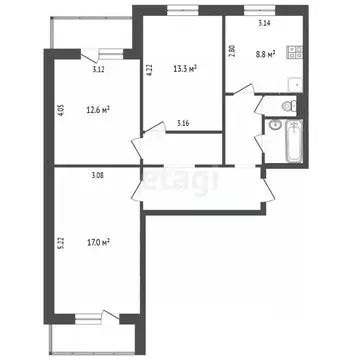 3-к кв. Белгородская область, Белгород Вокзальная ул., 28 (70.7 м)