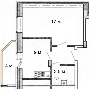 1-комнатная квартира: Воронеж, Костромская улица, 13 (33.1 м)