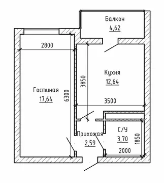 1-комнатная квартира: Нальчик, улица Идарова, 164 (42 м)