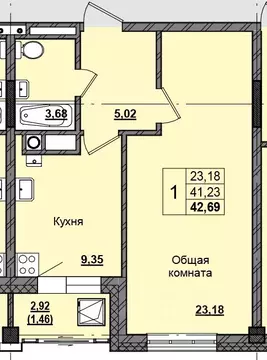 1-к кв. Саха (Якутия), Якутск Алгыс жилой комплекс (42.61 м)