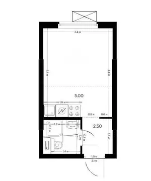 1-комнатная квартира: Казань, Ботаническая улица, 20 (19.1 м)