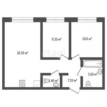 3-к кв. Московская область, Одинцово ул. Каштановая, 16к1 (51.8 м)
