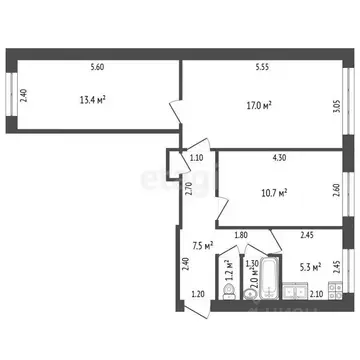 3-к кв. Калужская область, Медынь ул. Митрофанова, 30 (57.5 м)