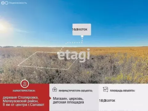 Участок в Мелеузовский район, Зирганский сельсовет, деревня Столяровка ...