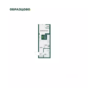 Студия Краснодарский край, Краснодар Образцово мкр,  (22.85 м)