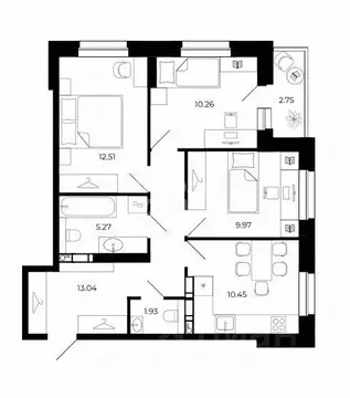 3-к кв. Липецкая область, Липецк ул. Буденного, 8В (63.89 м)