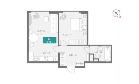 2-к кв. Тюменская область, Тюмень ул. Алматинская, 10 (44.93 м)