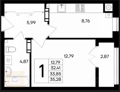 1-к кв. Крым, Евпатория просп. Победы, 93 (35.28 м)