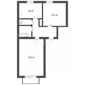 2-к кв. Челябинская область, Озерск просп. Ленина, 81 (52.6 м)