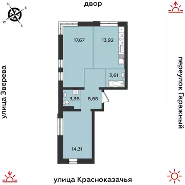 2-к кв. Иркутская область, Иркутск Гео жилой комплекс (61.55 м)