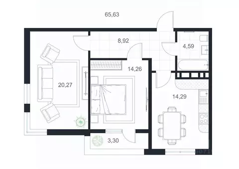 2-к кв. Дагестан, Каспийск просп. Акулиничева (65.63 м)