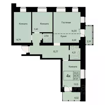 4-к кв. Красноярский край, Красноярск ул. Елены Стасовой, 80 (87.3 м)