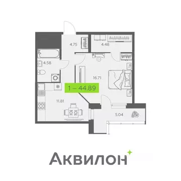 1-к кв. Архангельская область, Архангельск Троицкий просп., 110 (44.89 ...