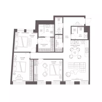 3-к кв. Москва ул. Александра Солженицына, 23Б (109.8 м)