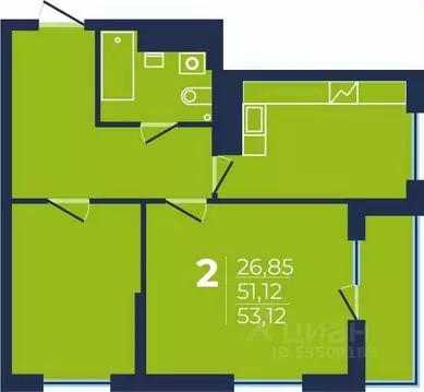 2-к кв. Башкортостан, Уфа ул. Майора Доставалова, 1 (53.12 м)