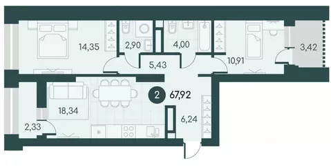 2-к кв. Курганская область, Курган Малиновые высоты жилой комплекс ...