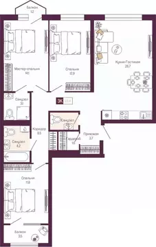 3-к кв. Нижегородская область, Нижний Новгород ул. Тургенева (90.9 м)