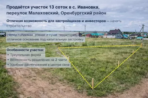 Участок в Оренбургская область, Оренбургский район, с. Ивановка ...